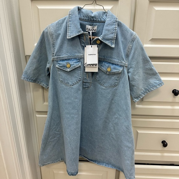 Ganni Dresses & Skirts - NWT Ganni Light Blue Denim Shirt dress